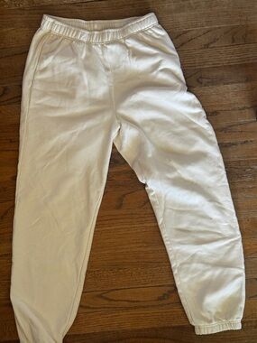 Women's Cream Elastic-Waist Jogger Pants